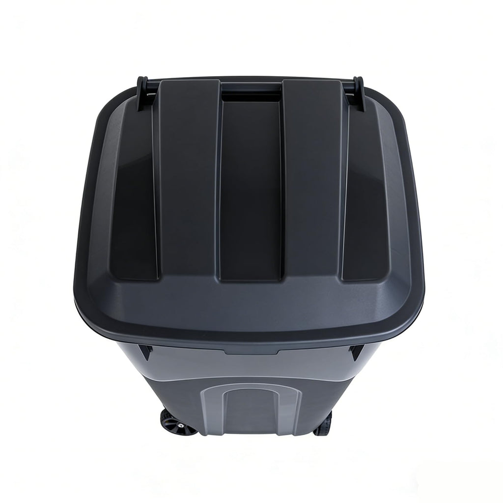 32 Gallon Wheeled Plastic Trash Can with Lid H50023