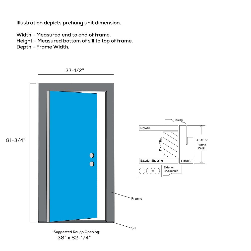 Steel Primed Left Hand In-Swing Prehung Front Door 1/2 Lite 2-Panel Clear Glass 36" x 80" O3099
