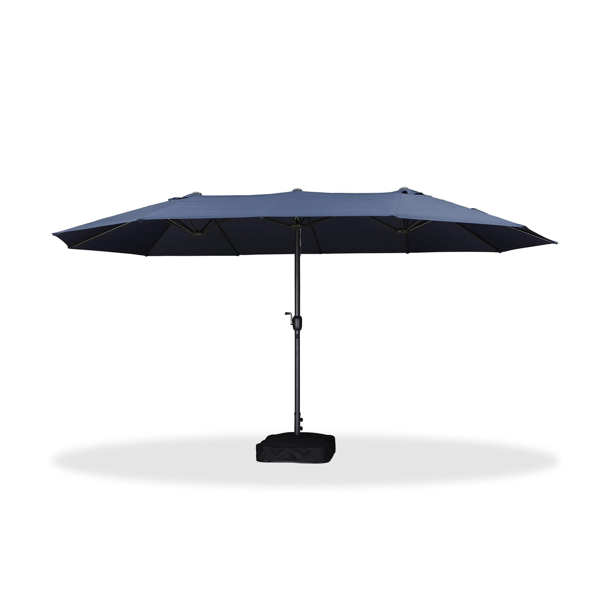 15ft Double-Sided Navy Blue Patio Umbrella with Base T72472