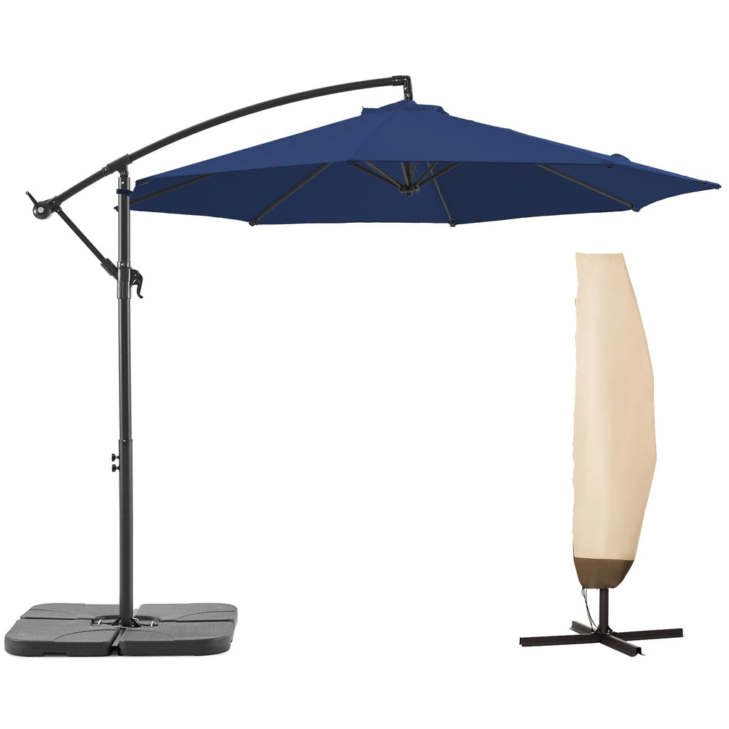 10 FT Navy Blue Patio Offset Umbrella Q8377