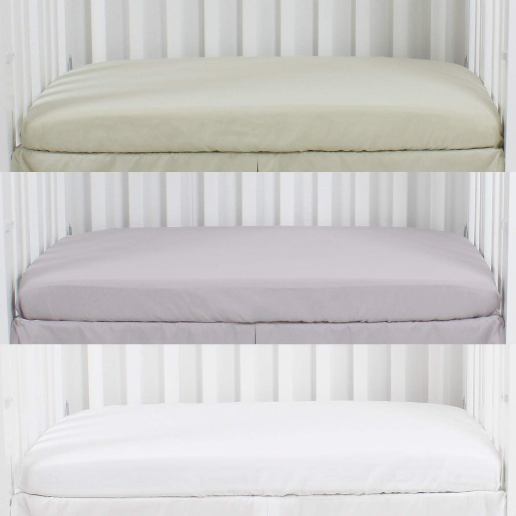 Microfiber 3 Pack Mini Portable Crib Sheets, Fits 24" x 38", Green Light Grey White I905192