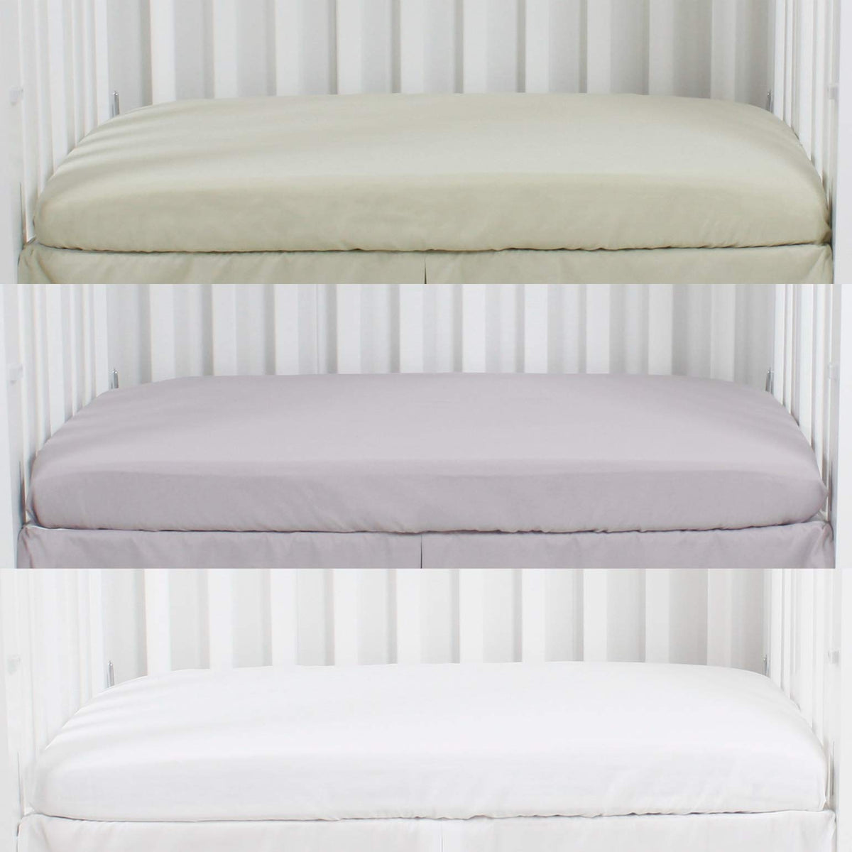 Microfiber 3 Pack Mini Portable Crib Sheets, Fits 24" x 38", Green Light Grey White I905192