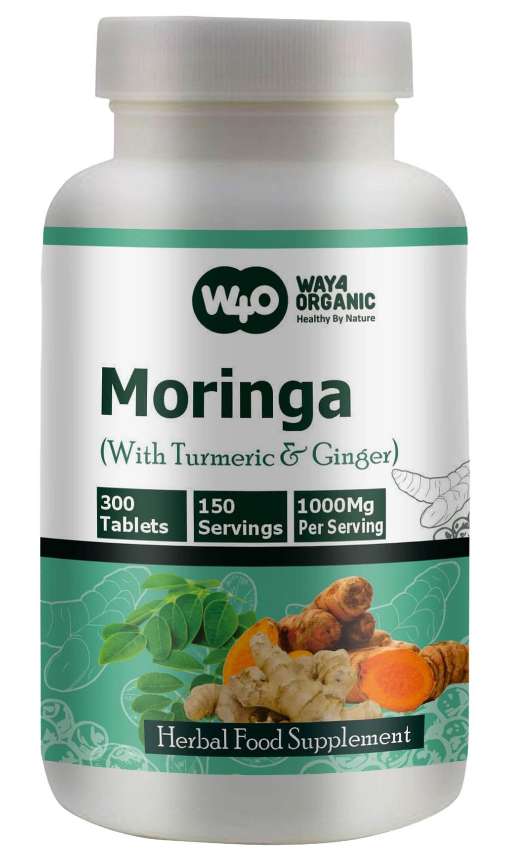 Moringa Tablets with Turmeric and Ginger, 300 Pills, 1000 Mg M7401