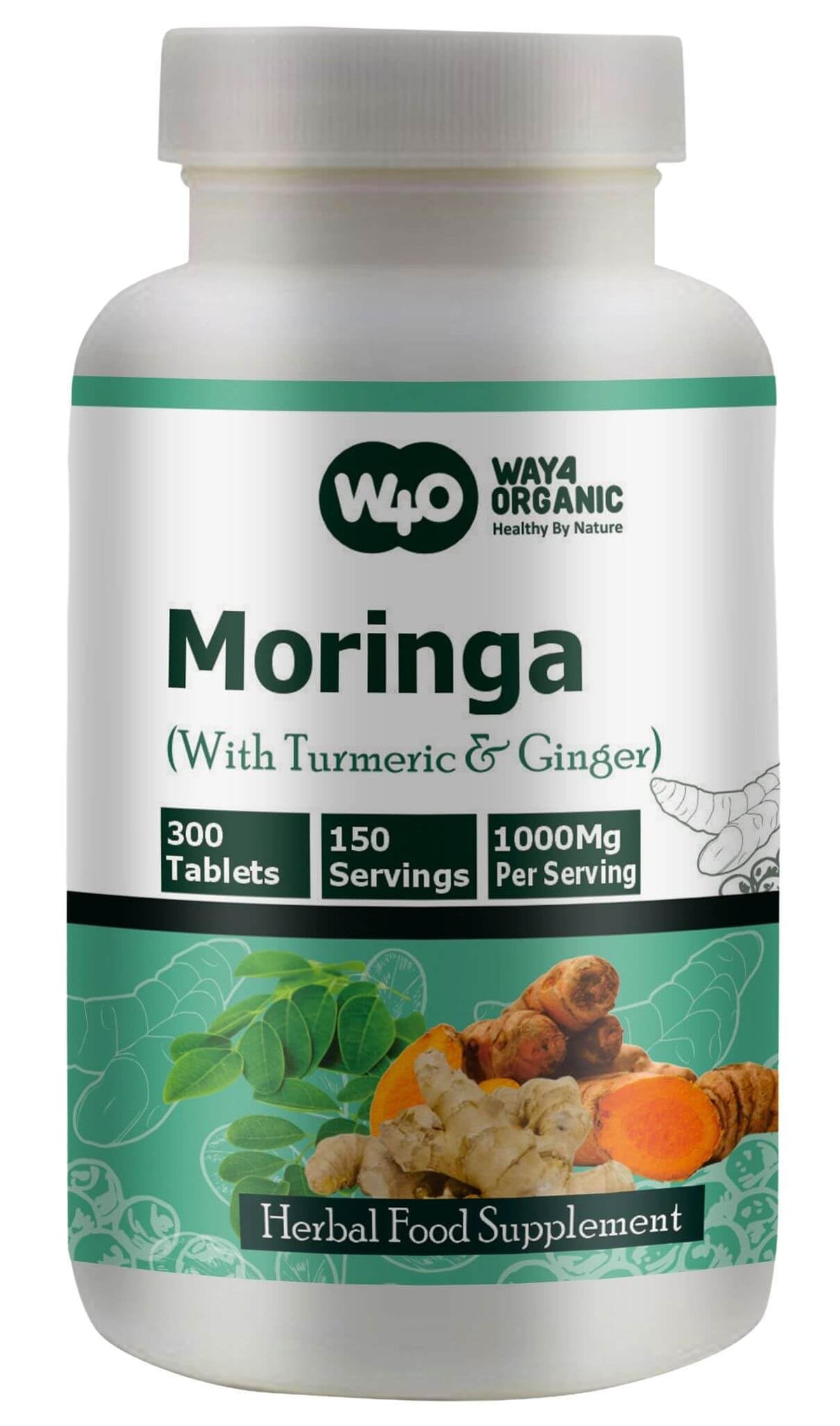 Moringa Tablets with Turmeric and Ginger, 300 Pills, 1000 Mg M7401