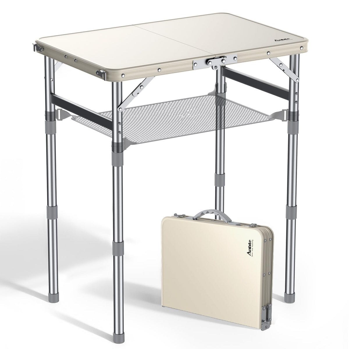 2 ft Small Folding Table, 3 Adjustable Height W1326
