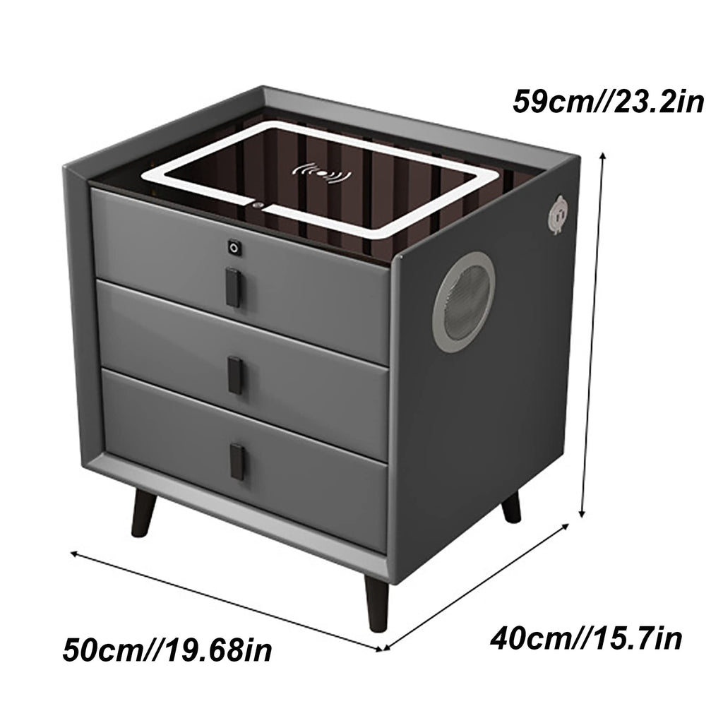 Gray Nightstands with Wireless Charging Station and USB Charging C345