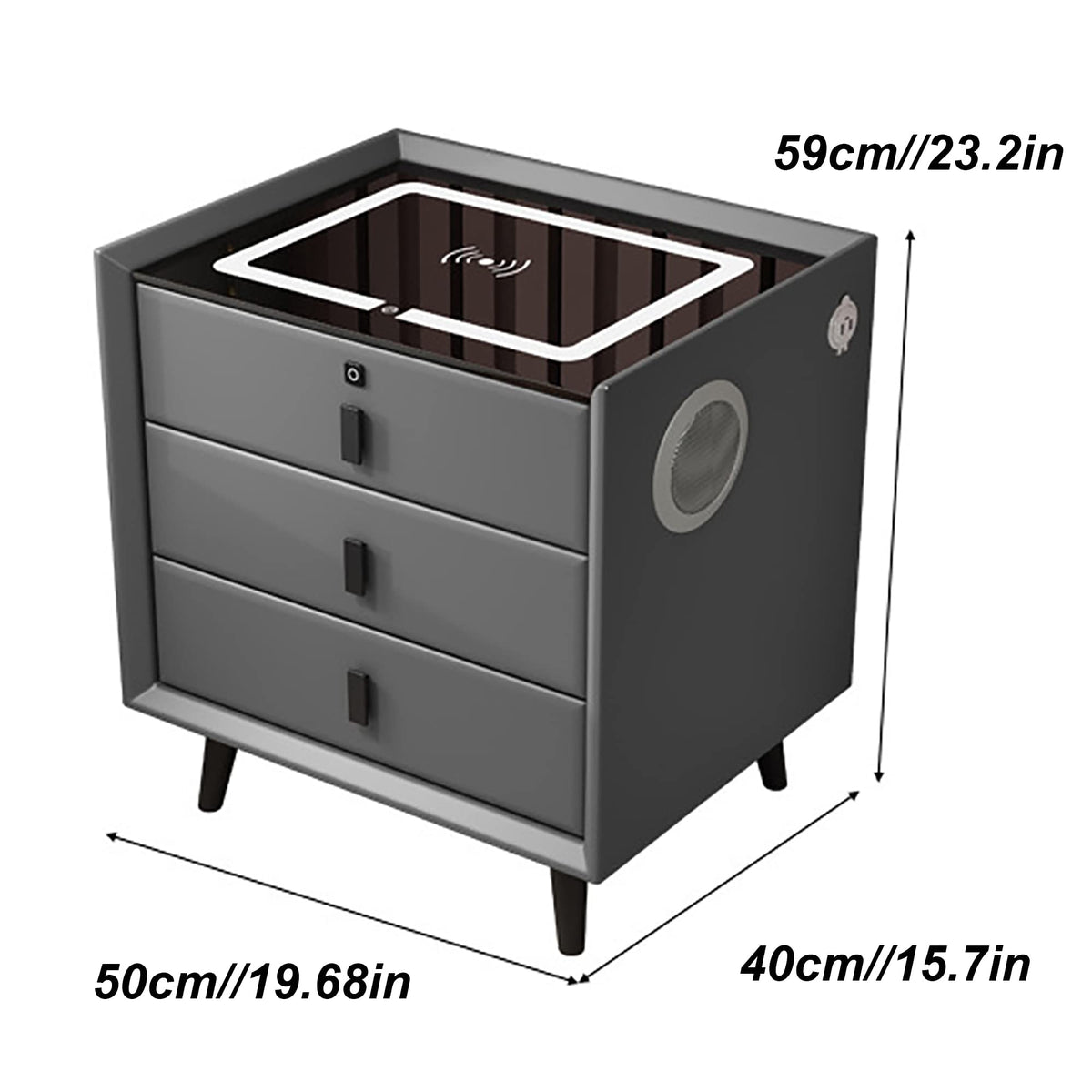 Gray Nightstands with Wireless Charging Station and USB Charging C345