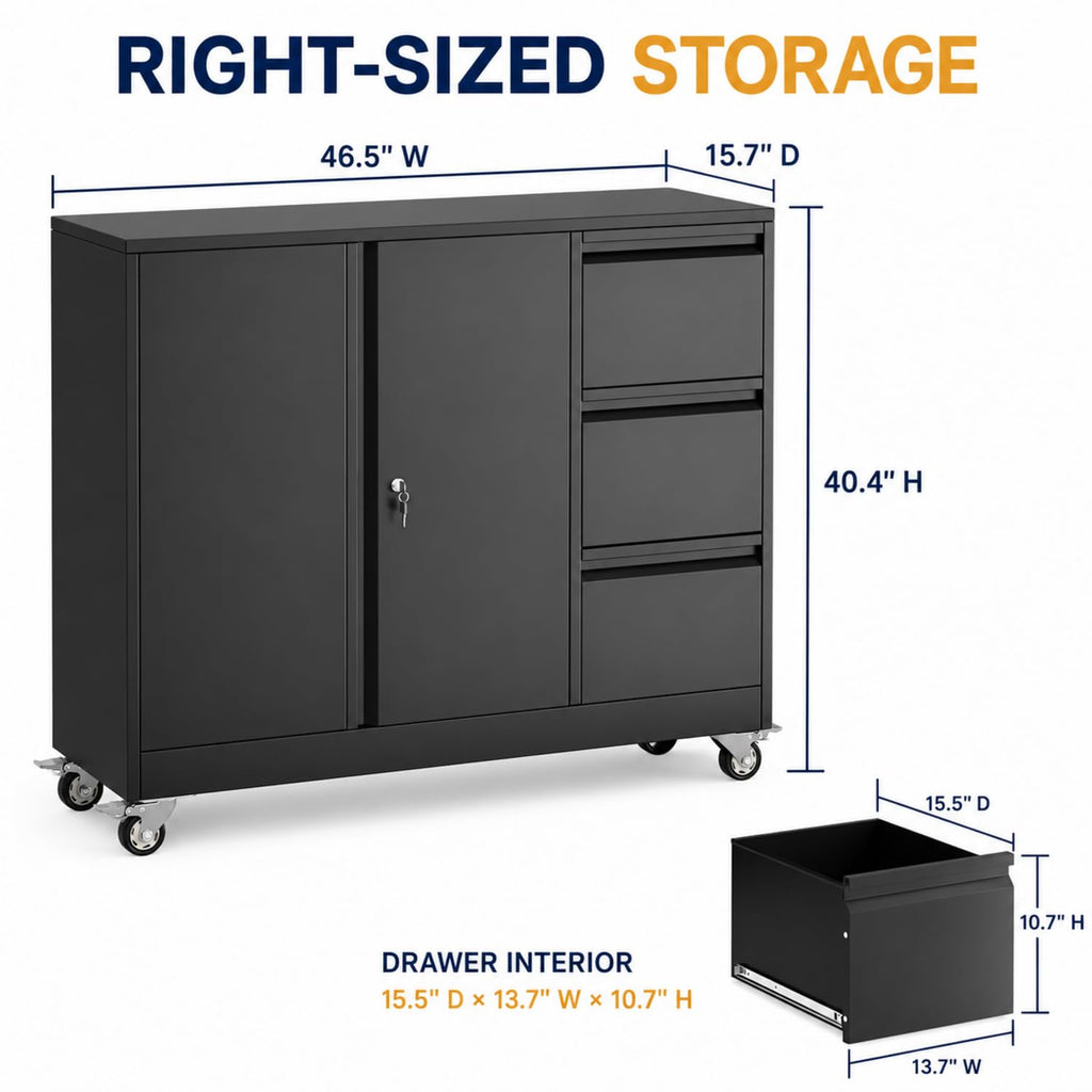 3 Drawer Rolling File Cabinet X816703