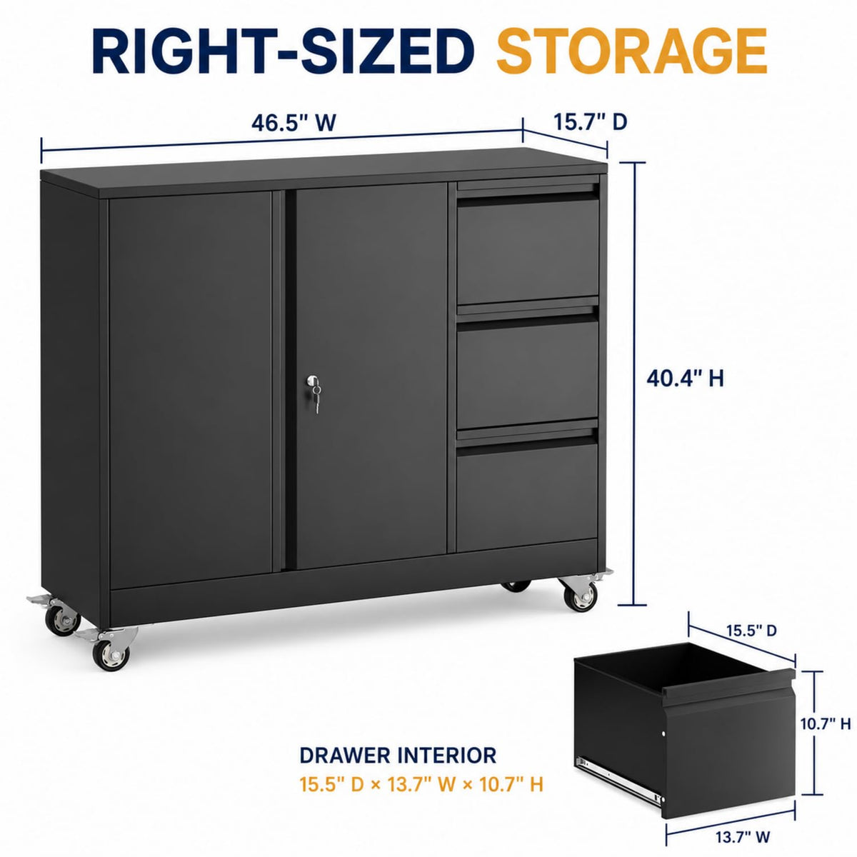 3 Drawer Rolling File Cabinet X816703