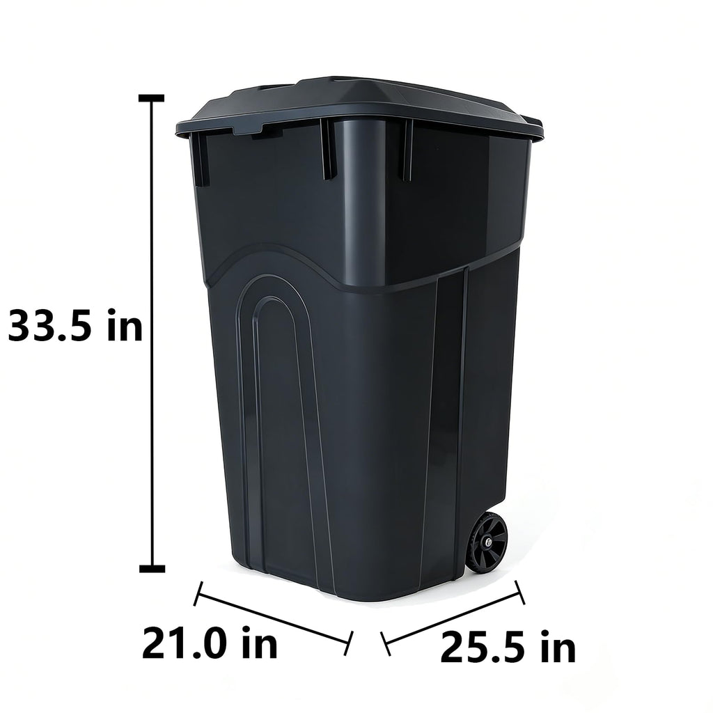 32 Gallon Wheeled Plastic Trash Can with Lid H50023
