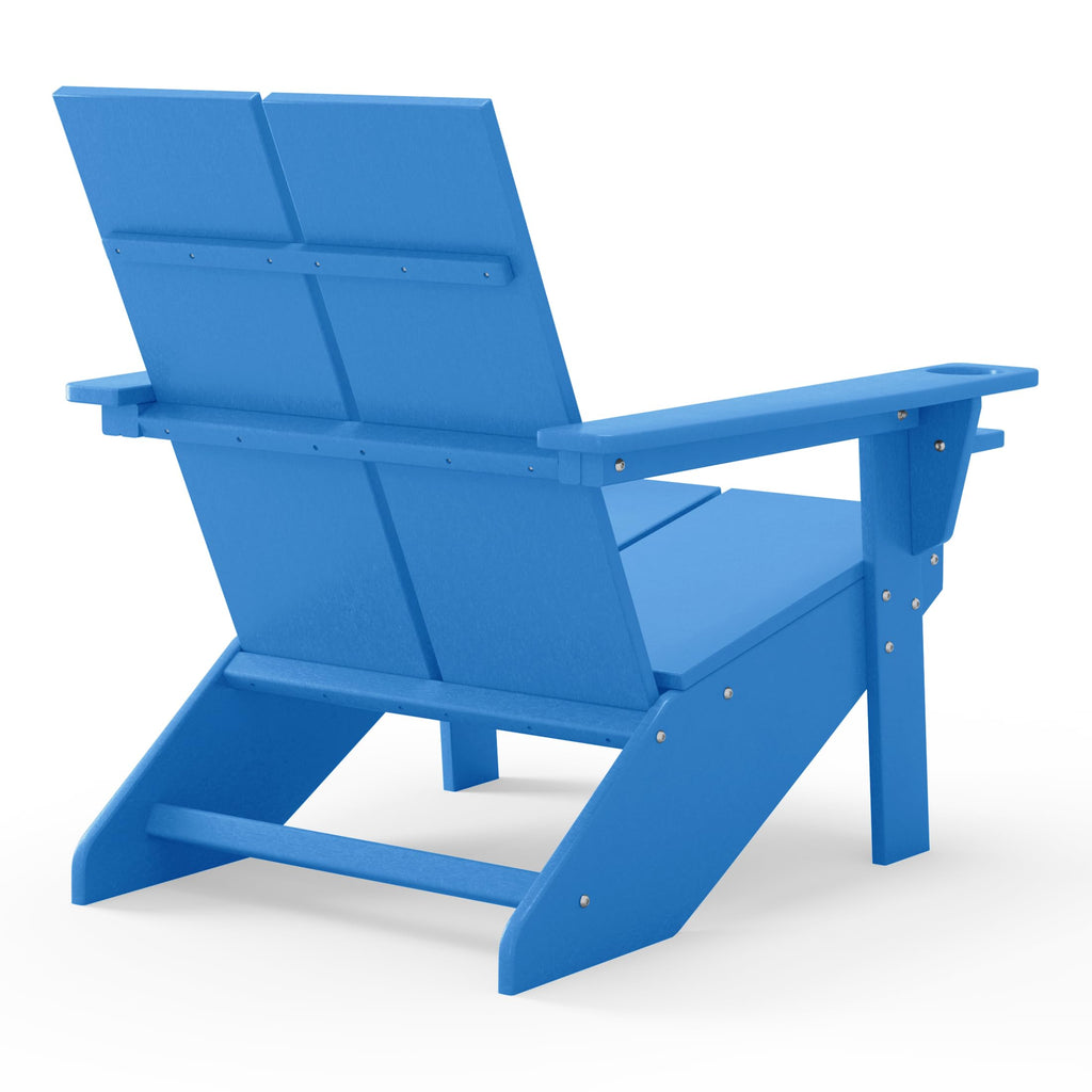 Pacific Blue HDPE Adirondack Chair with Cup Holder D2045