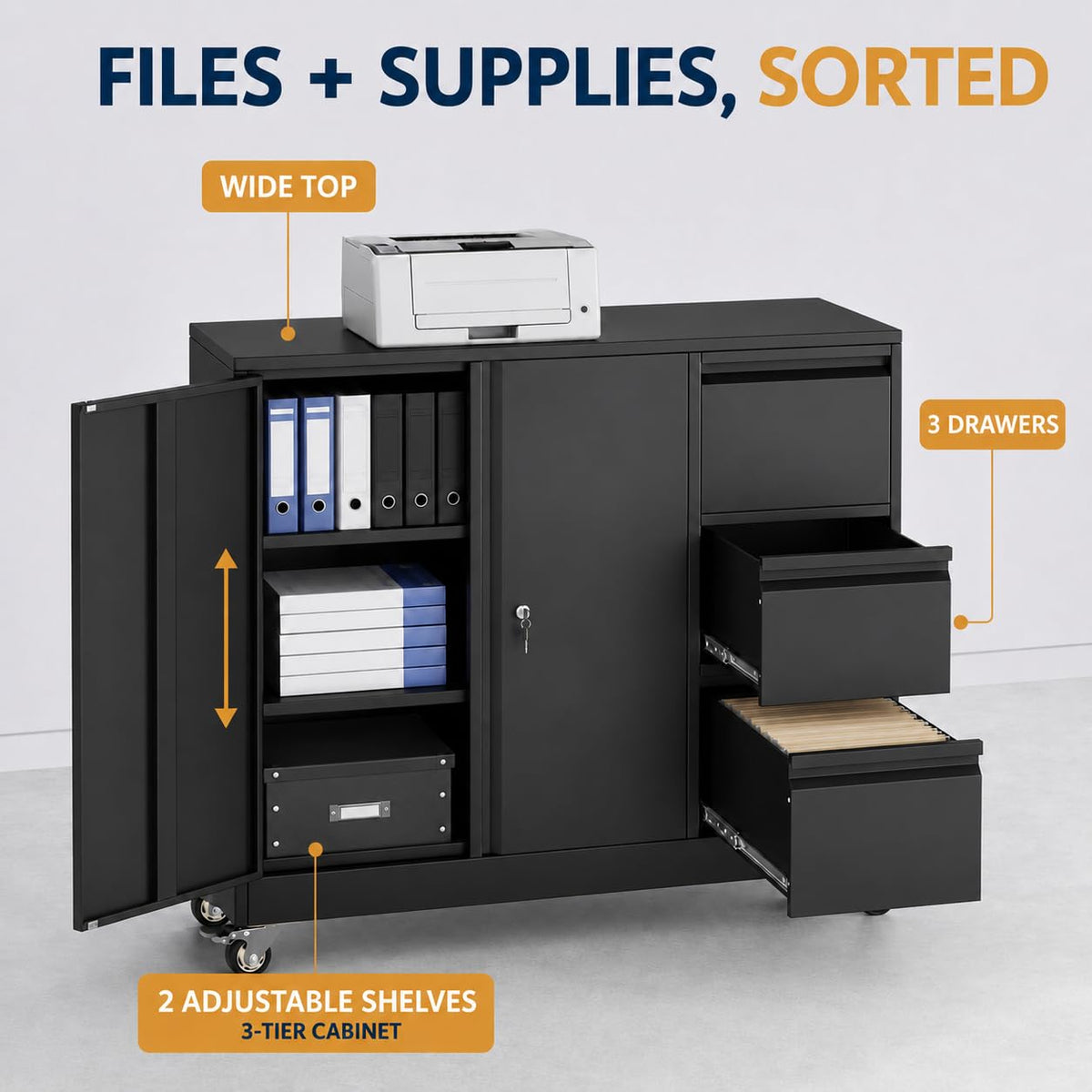 3 Drawer Rolling File Cabinet X816703