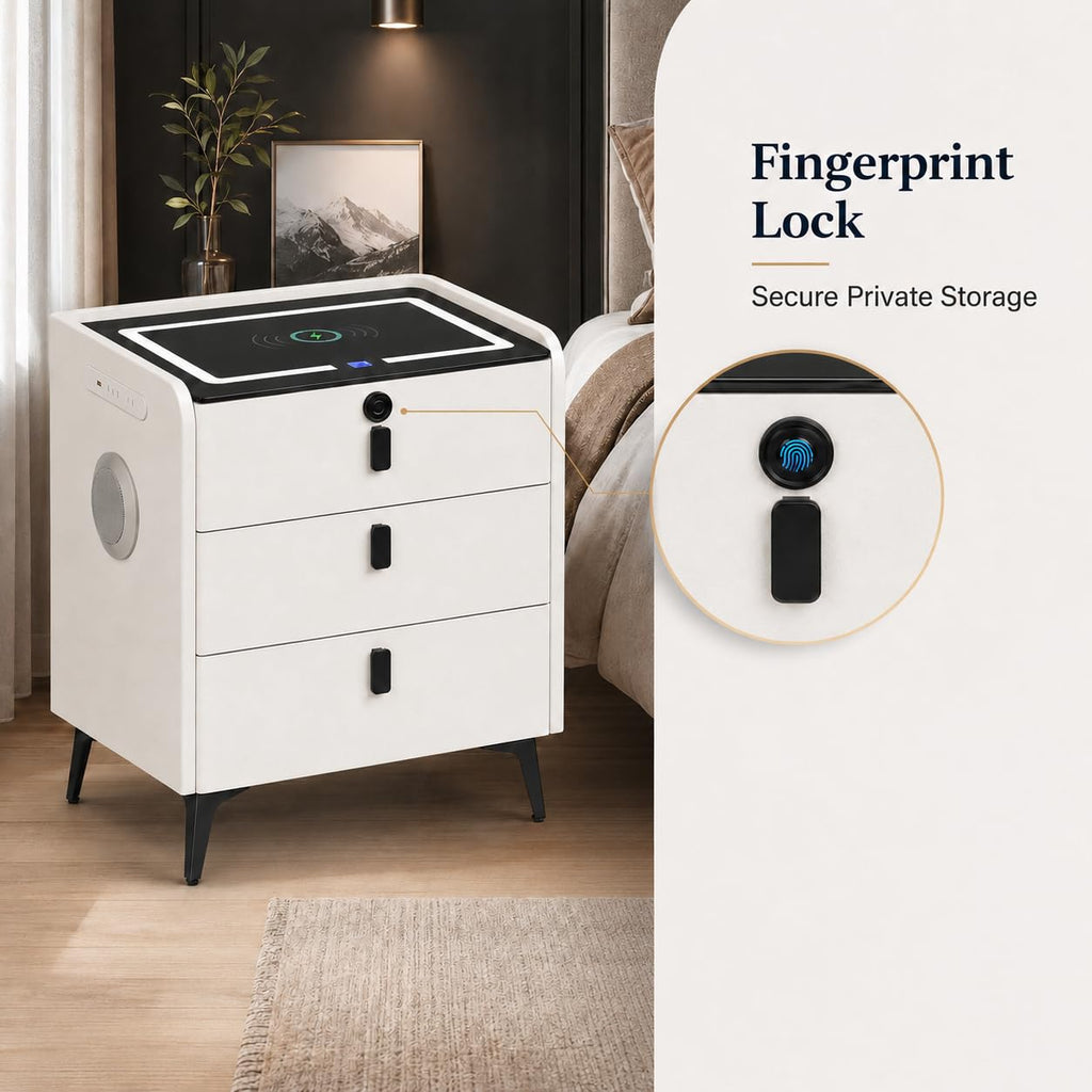 Wireless Charging Nightstand with Fingerprint Lock Z317