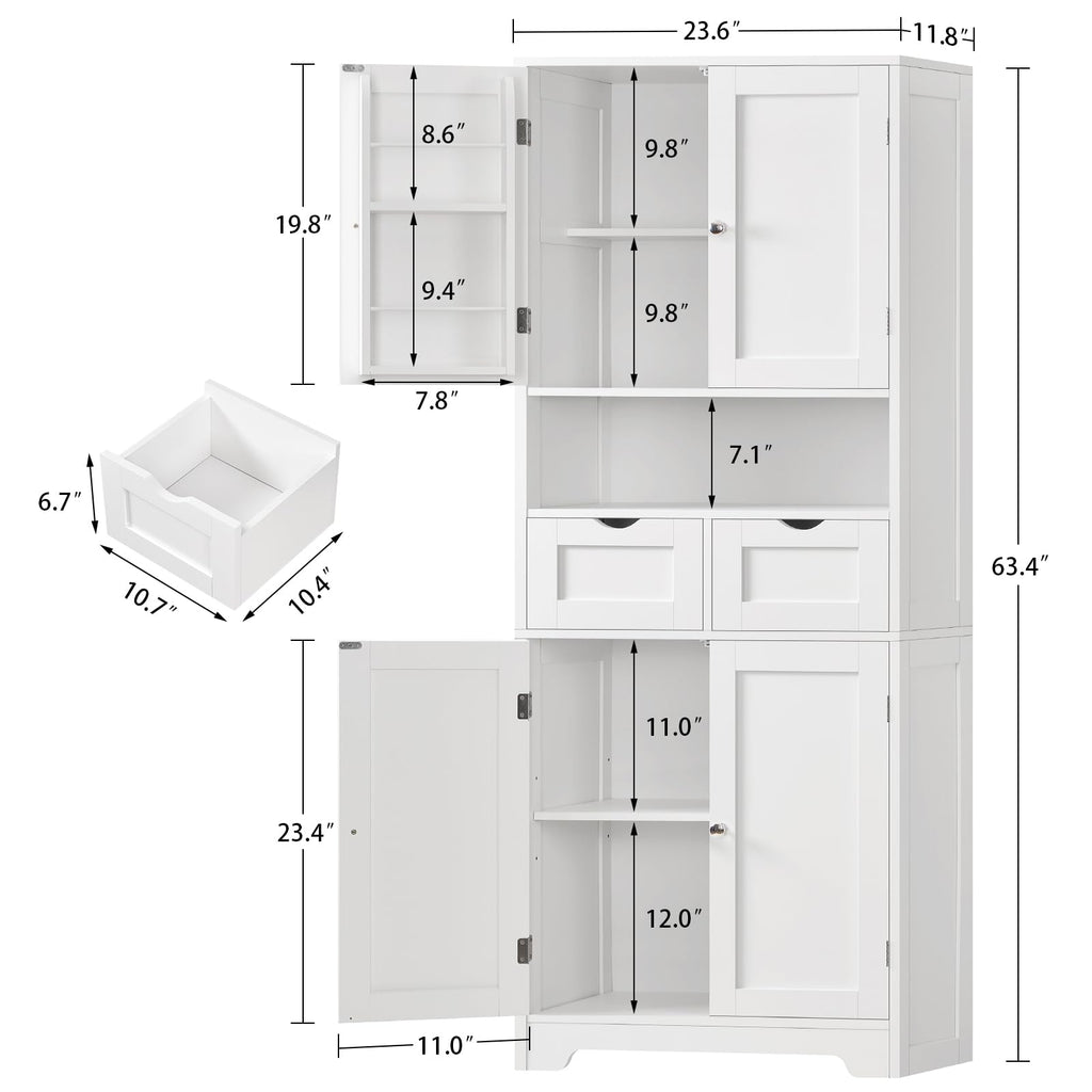 63.4"H Kitchen Pantry Cabinet with 4 Door Shelves C255530