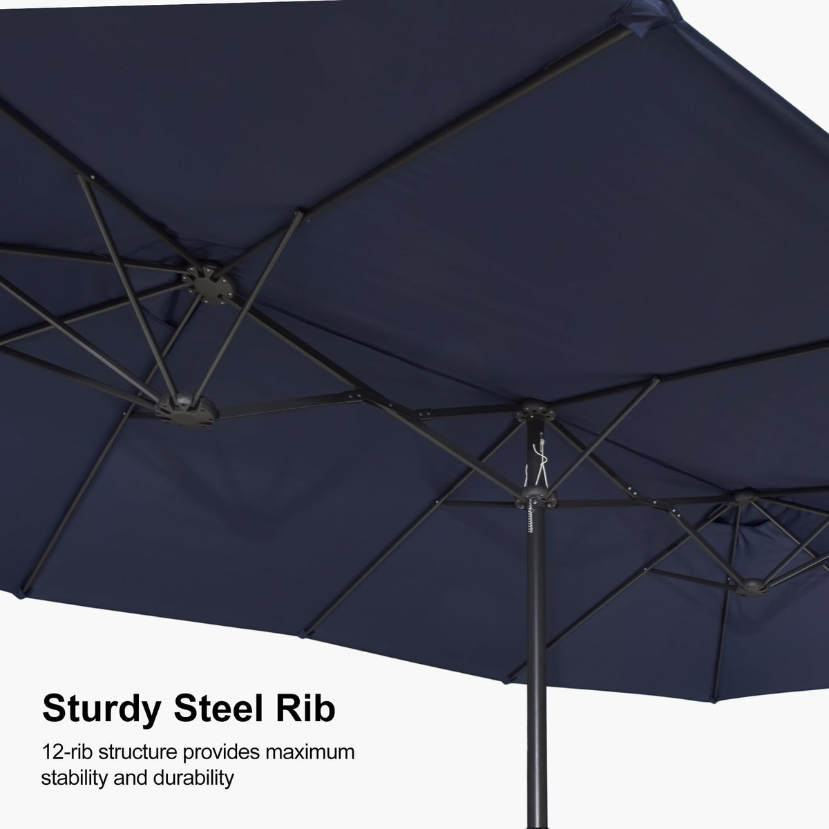 15ft Double-Sided Navy Blue Patio Umbrella with Base T72472