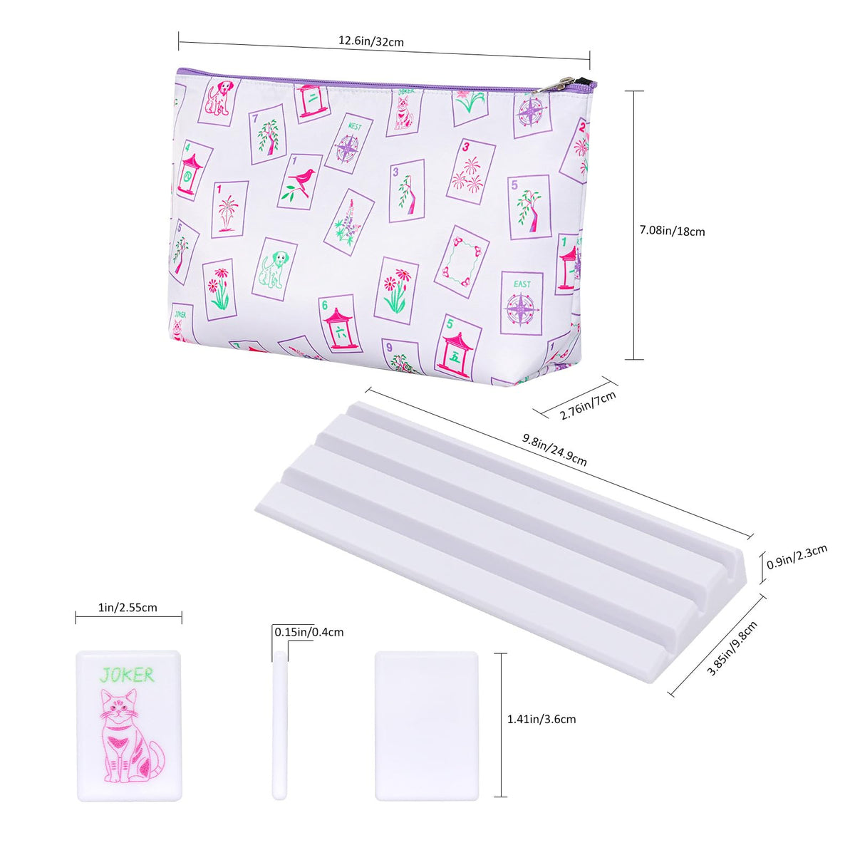 Large Mahjong Set with 160 Tiles, 4 Racks & Carrying Bag R877