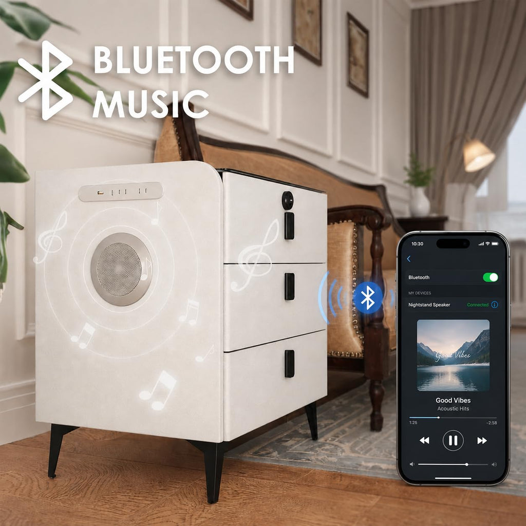 Wireless Charging Nightstand with Fingerprint Lock Z317