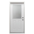 Steel Primed Left Hand In-Swing Prehung Front Door 1/2 Lite 2-Panel Clear Glass 36" x 80" O3099