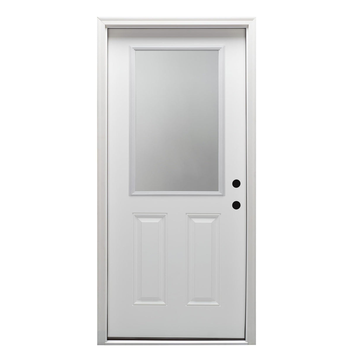 Steel Primed Left Hand In-Swing Prehung Front Door 1/2 Lite 2-Panel Clear Glass 36" x 80" O3099