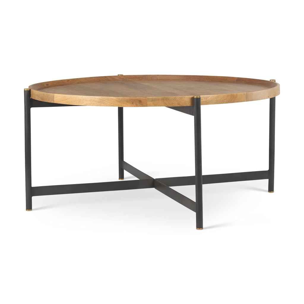 Medium Brown Solid Wood Round Coffee Table D3520