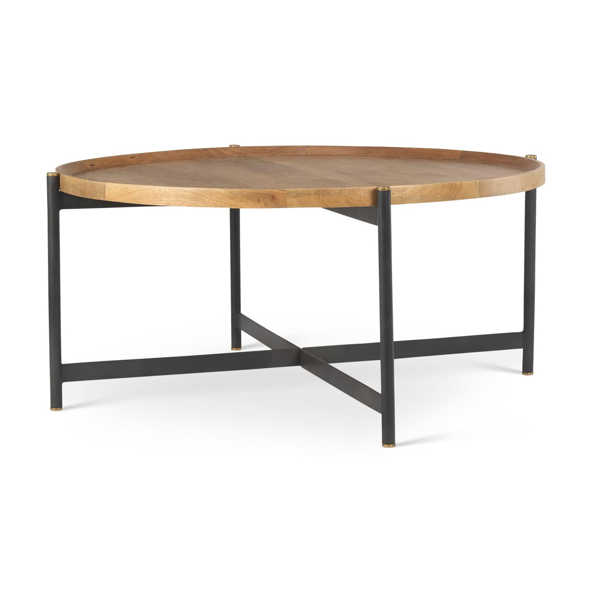 Medium Brown Solid Wood Round Coffee Table D3520