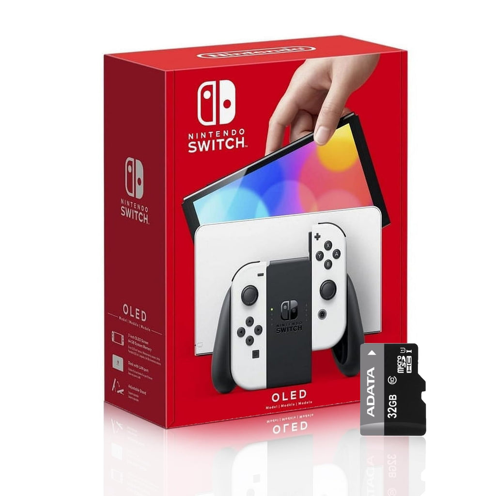 Nintendo Switch OLED Model with White Joy-Con and 32GB Micro SD Card H3405