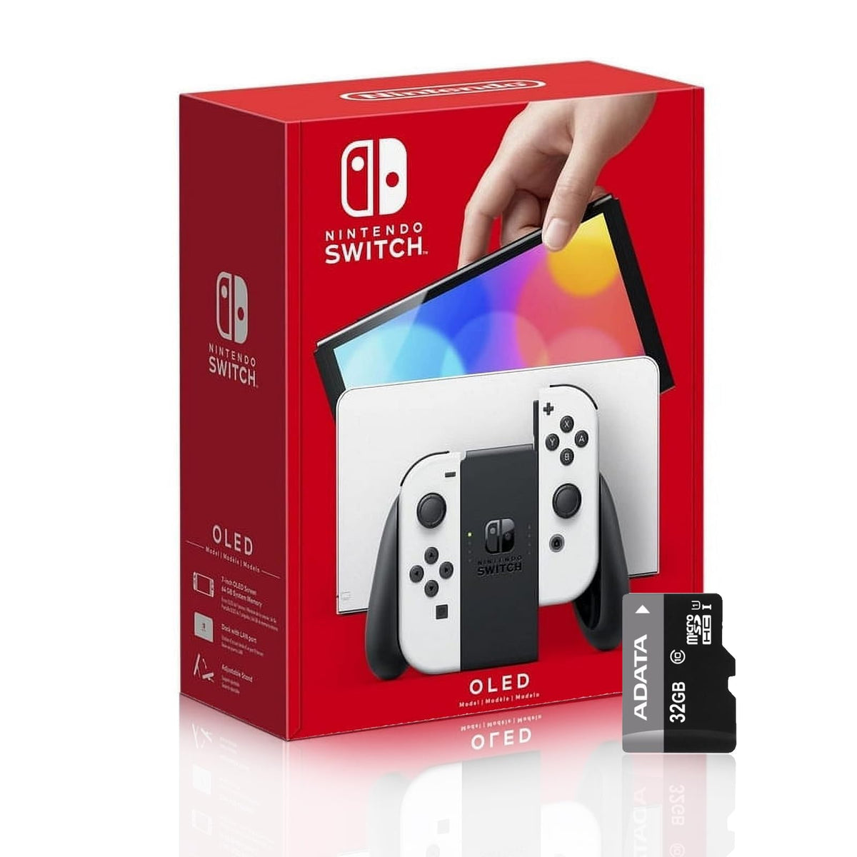 Nintendo Switch OLED Model with White Joy-Con and 32GB Micro SD Card H3405