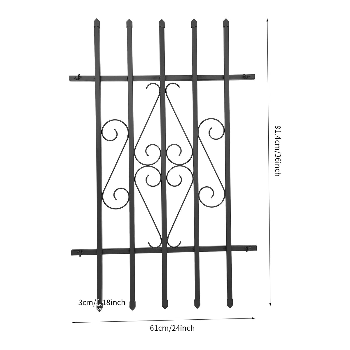 Black 24 x 36 Inch 2PCS Heavy Duty Window Security Bars S968682