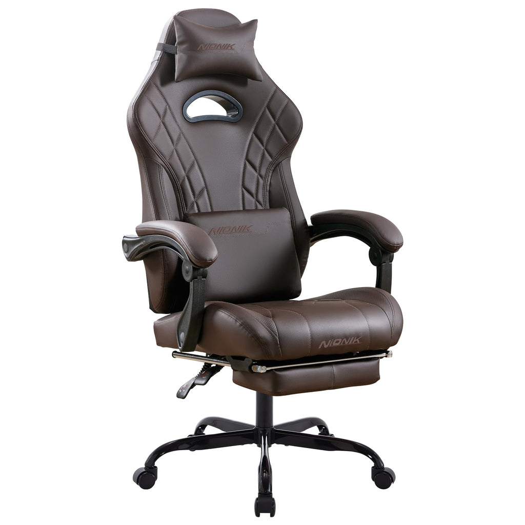 Gaming Chair with Footrest and Massage Lumbar Support I20489