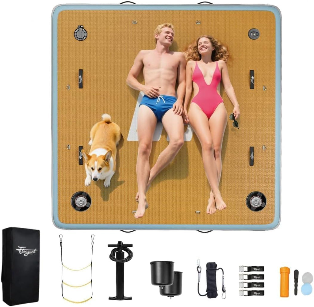 7×7' Inflatable Floating Dock with Ladder I93995