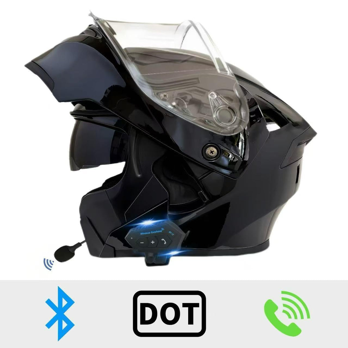 DOT Approved Flip Up Full Face Motorcycle Helmet with Dual Speakers and Microphone N165280