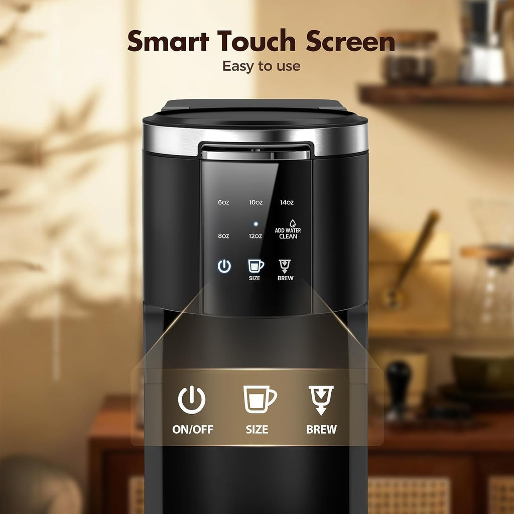 Single Serve Coffee Maker, 2 in 1 for K-Cup & Ground Coffee, Black J10314