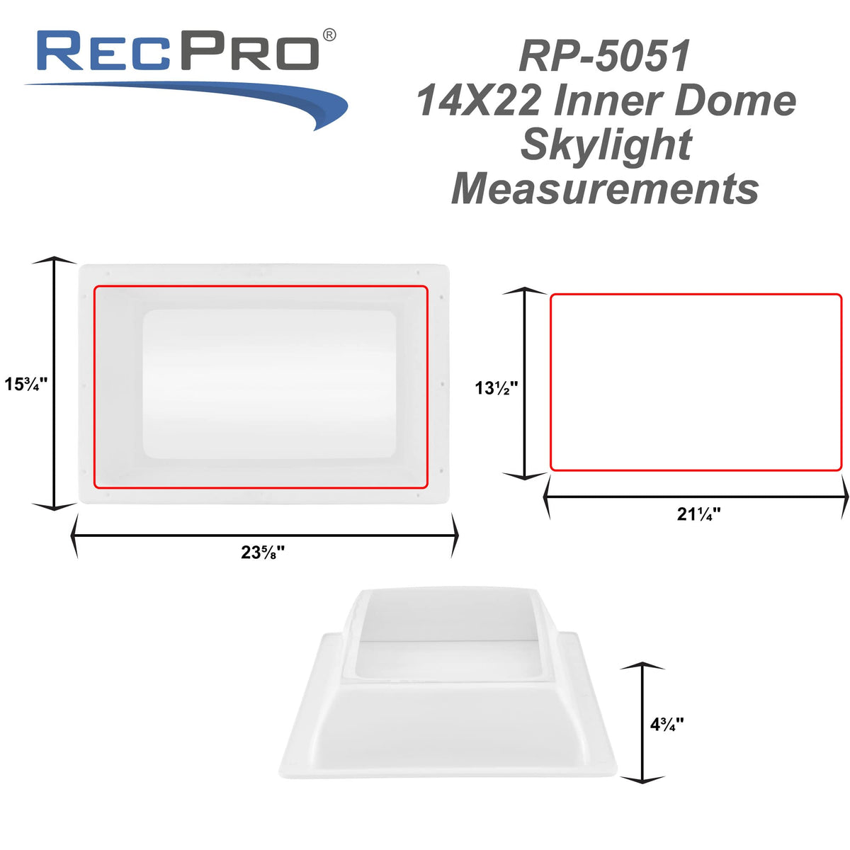 Clear 14" x 22" Inner Skylight Dome B234