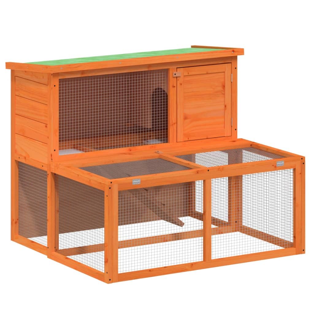 2-Tier Solid Pine Wood Rabbit Hutch A59991