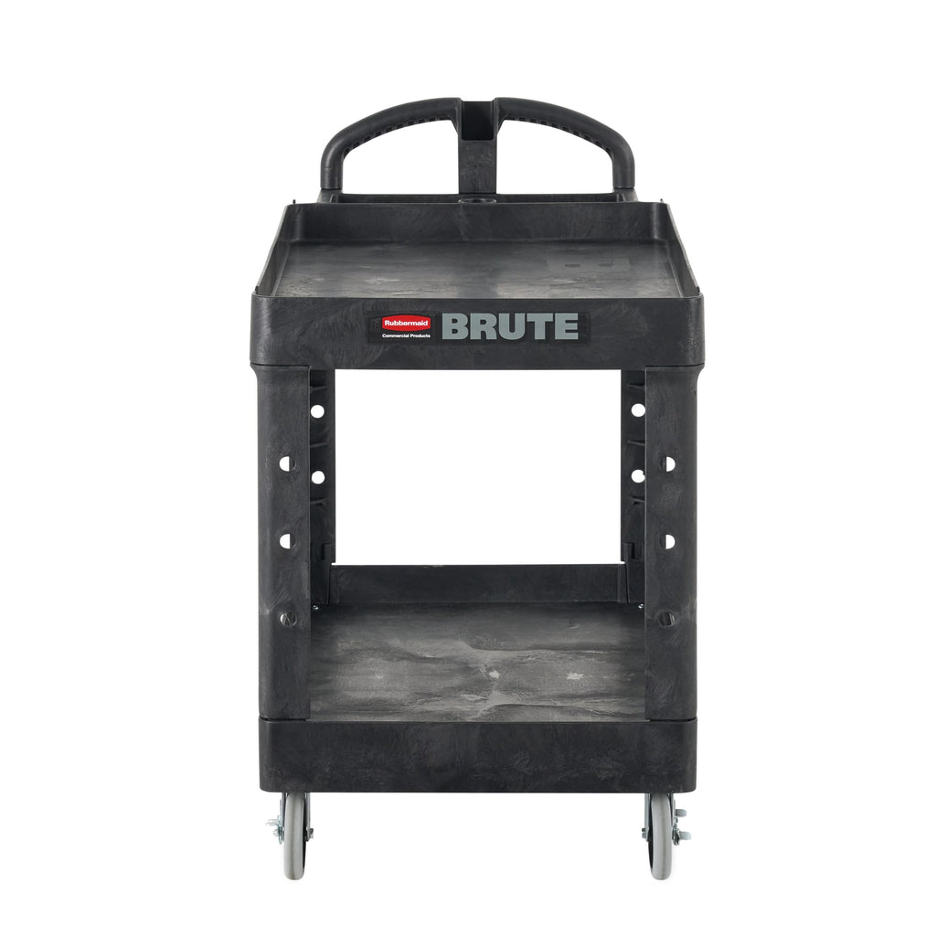 Black 2-Shelf Utility Cart with Lipped Shelves V538