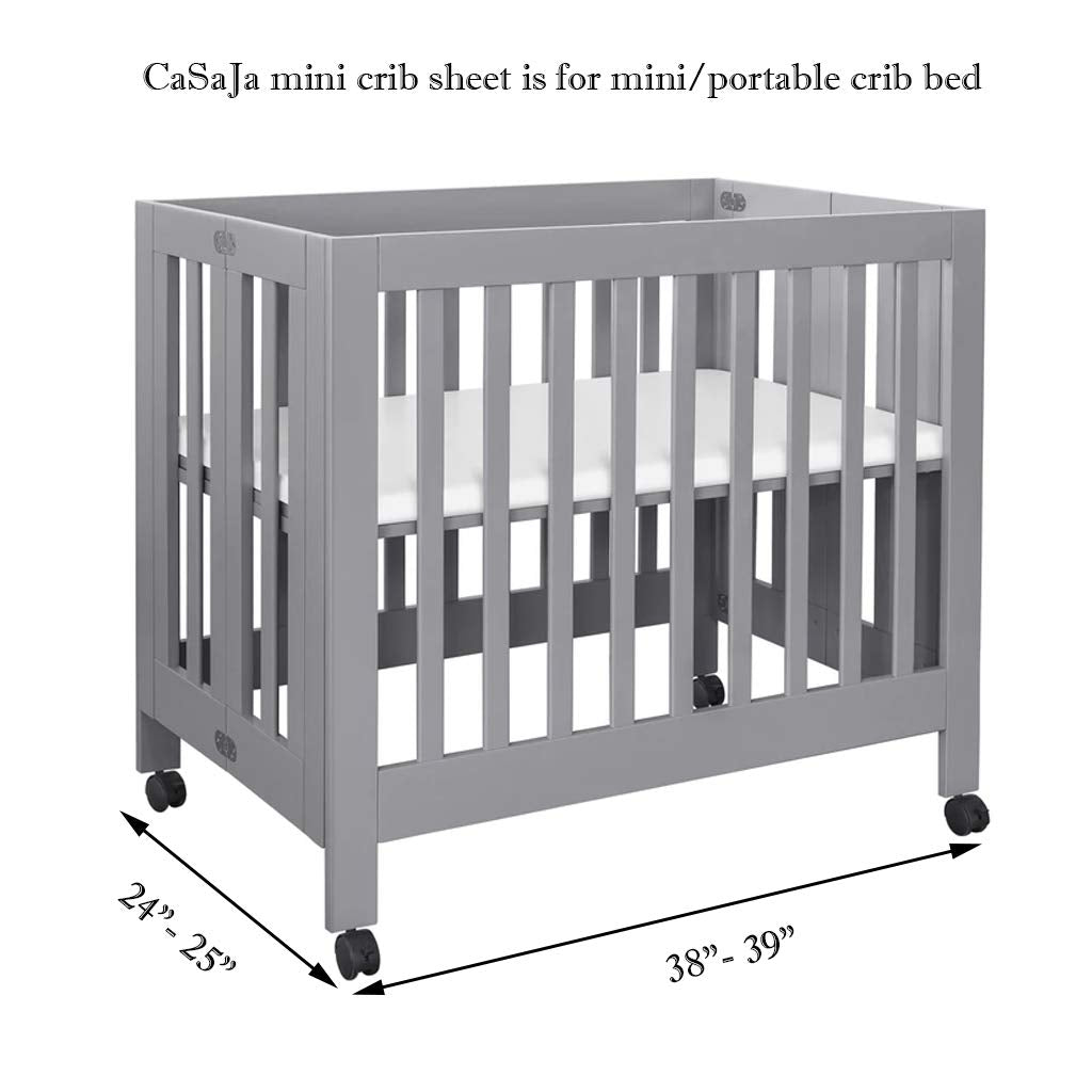 Microfiber 3 Pack Mini Portable Crib Sheets, Fits 24" x 38", Green Light Grey White I905192