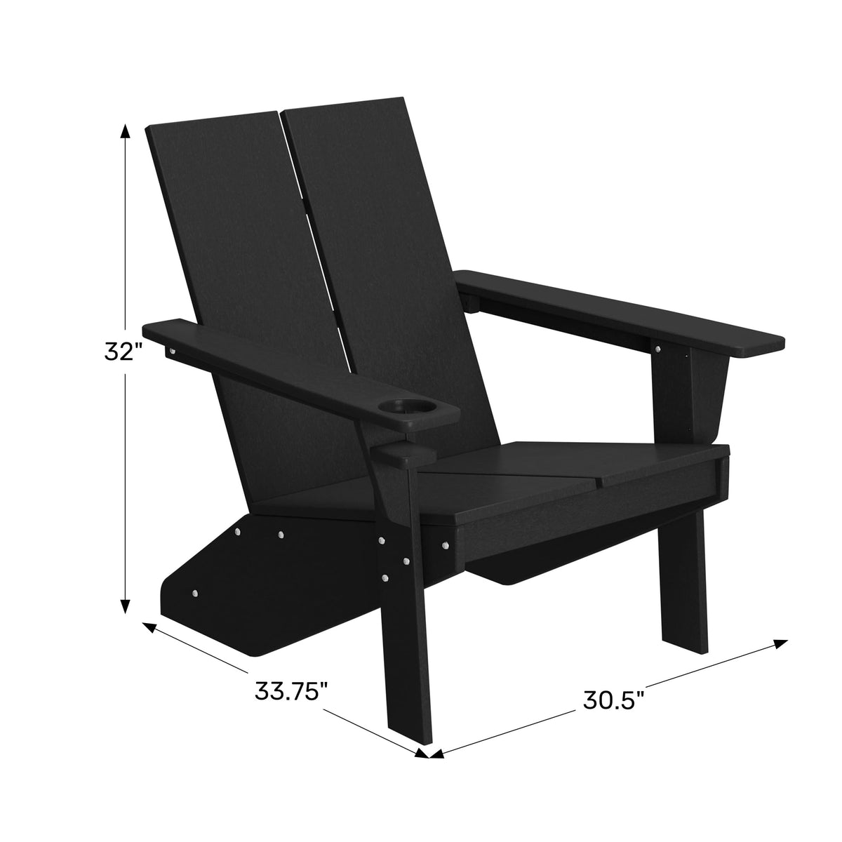 Pacific Blue HDPE Adirondack Chair with Cup Holder D2045