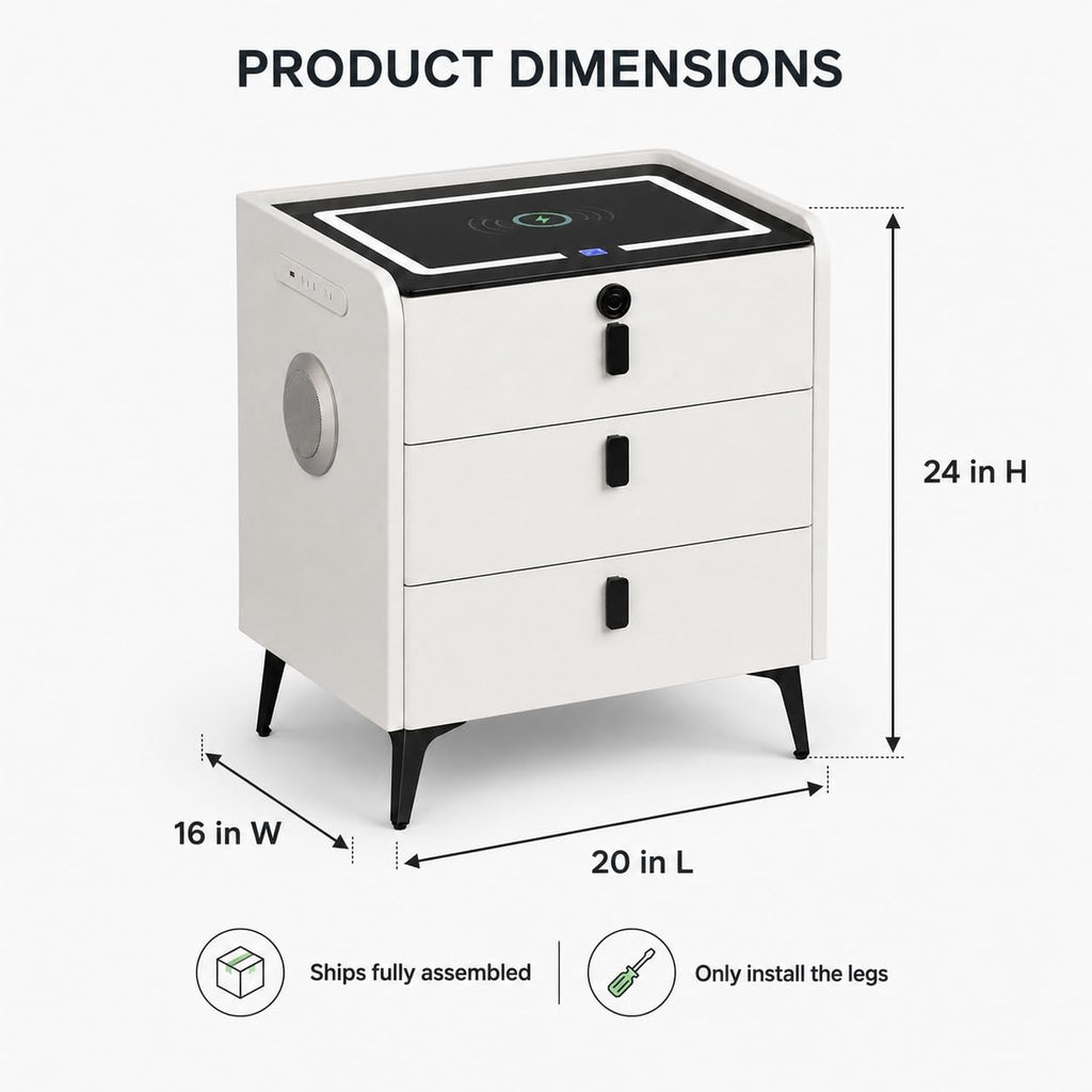 Wireless Charging Nightstand with Fingerprint Lock Z317