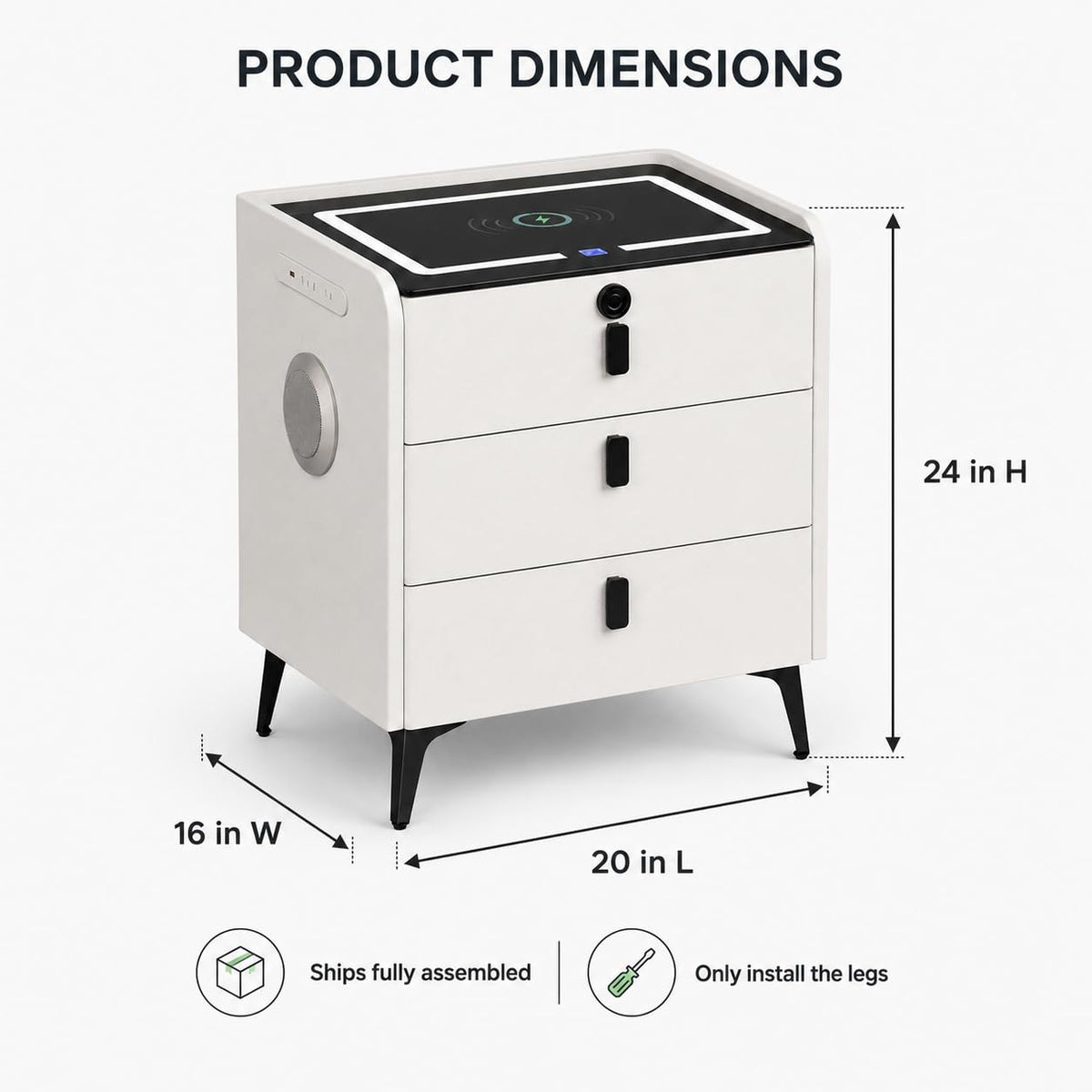Wireless Charging Nightstand with Fingerprint Lock Z317