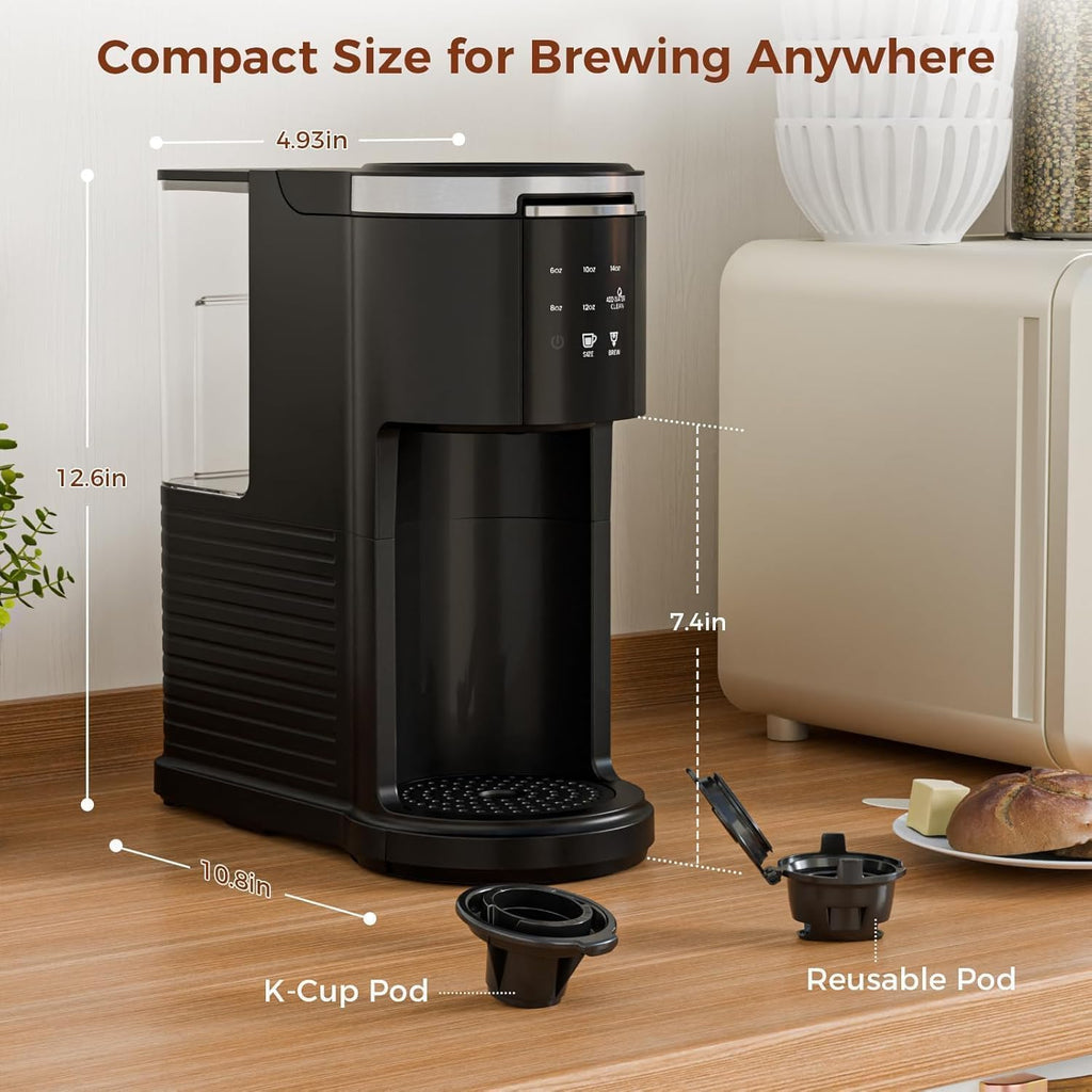Single Serve Coffee Maker, 2 in 1 for K-Cup & Ground Coffee, Black J10314