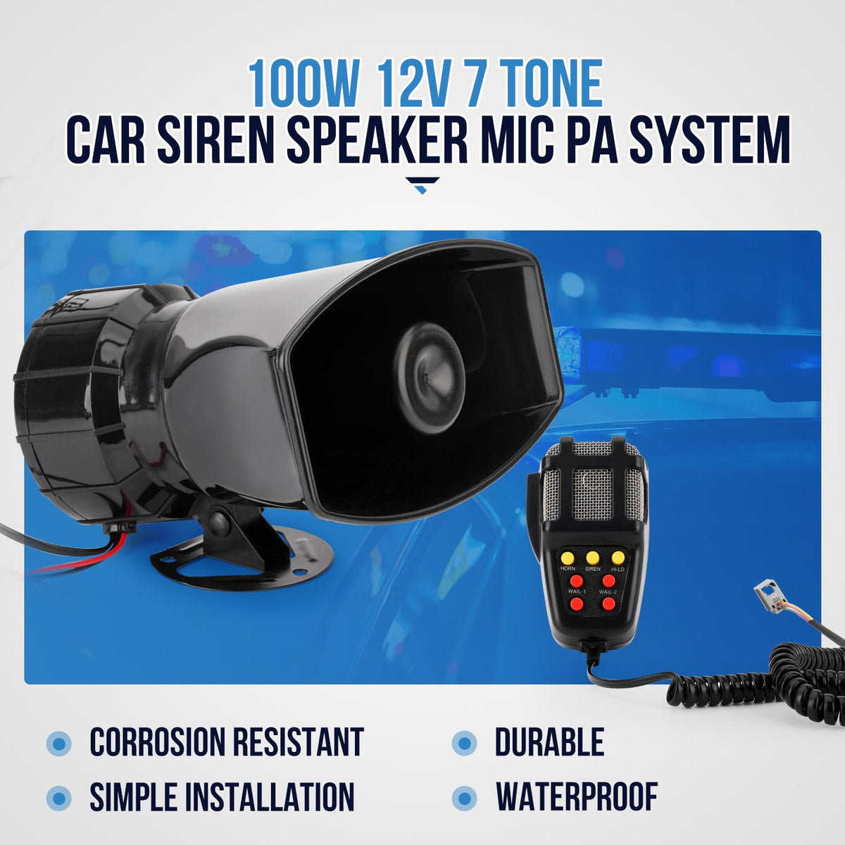 7 Tone 12V 100W Car Siren Horn with Microphone P485876