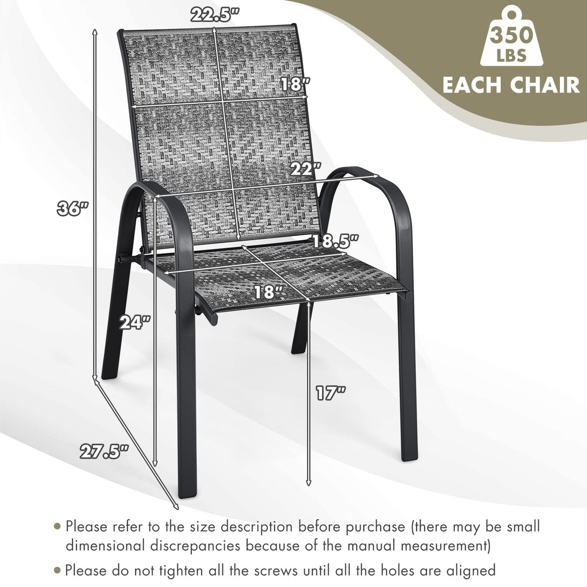 Stackable PE Wicker Patio Arm Chairs Set of 6 C627