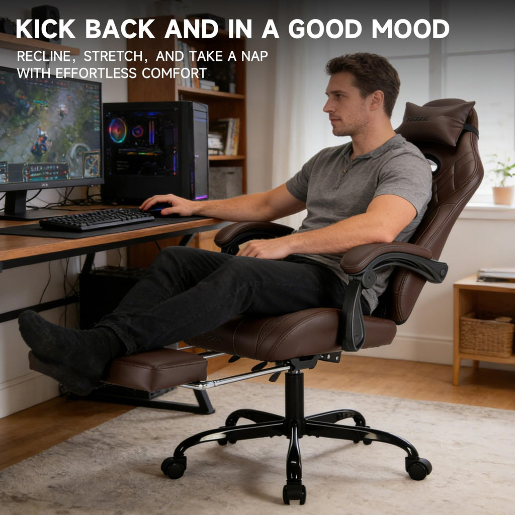 Gaming Chair with Footrest and Massage Lumbar Support I20489