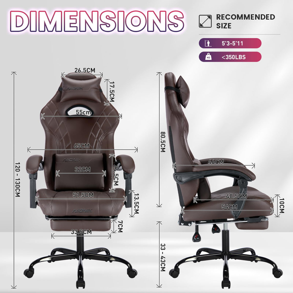 Gaming Chair with Footrest and Massage Lumbar Support I20489