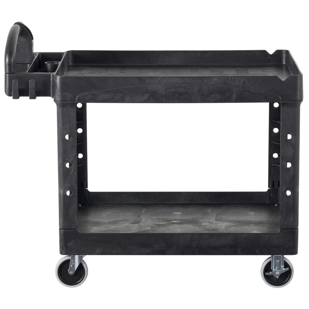 Black 2-Shelf Utility Cart with Lipped Shelves V538