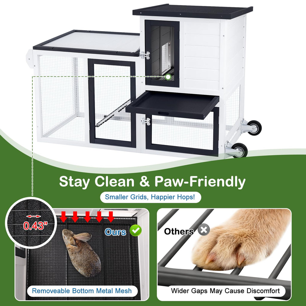 2-Story Rabbit Hutch with Pull-Out Tray & Wheels Q2743