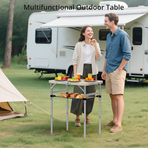 2 ft Small Folding Table, 3 Adjustable Height W1326
