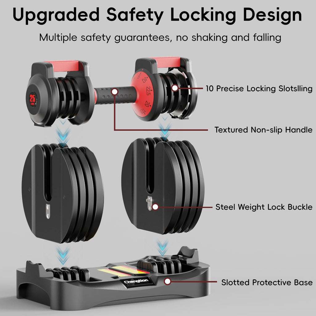 Adjustable Dumbbell Set of 2 with Anti-Slip Handle W526