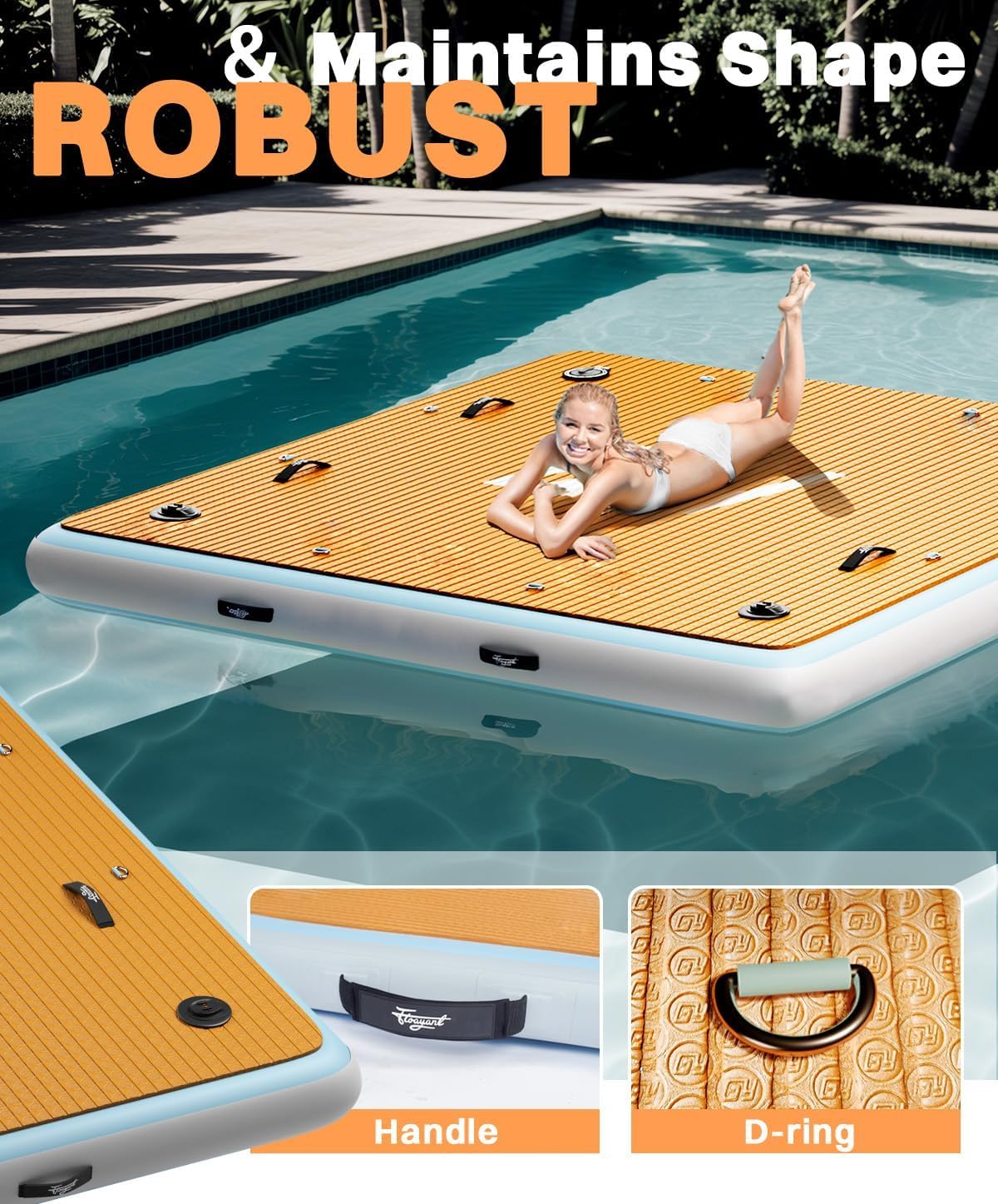 7×7' Inflatable Floating Dock with Ladder I93995