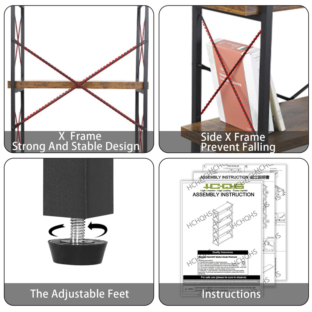 5-Tier Industrial Bookshelf with Metal Frame M164592
